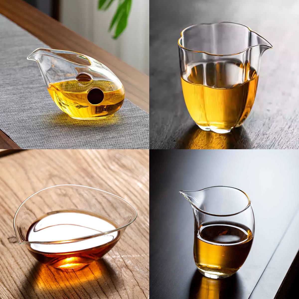 加厚玻璃茶具梅花公道杯日式公杯