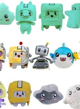 跨境纸盒小人狐狸石头云朵 lankybox毛绒玩具 纸盒人公仔玩偶抱枕