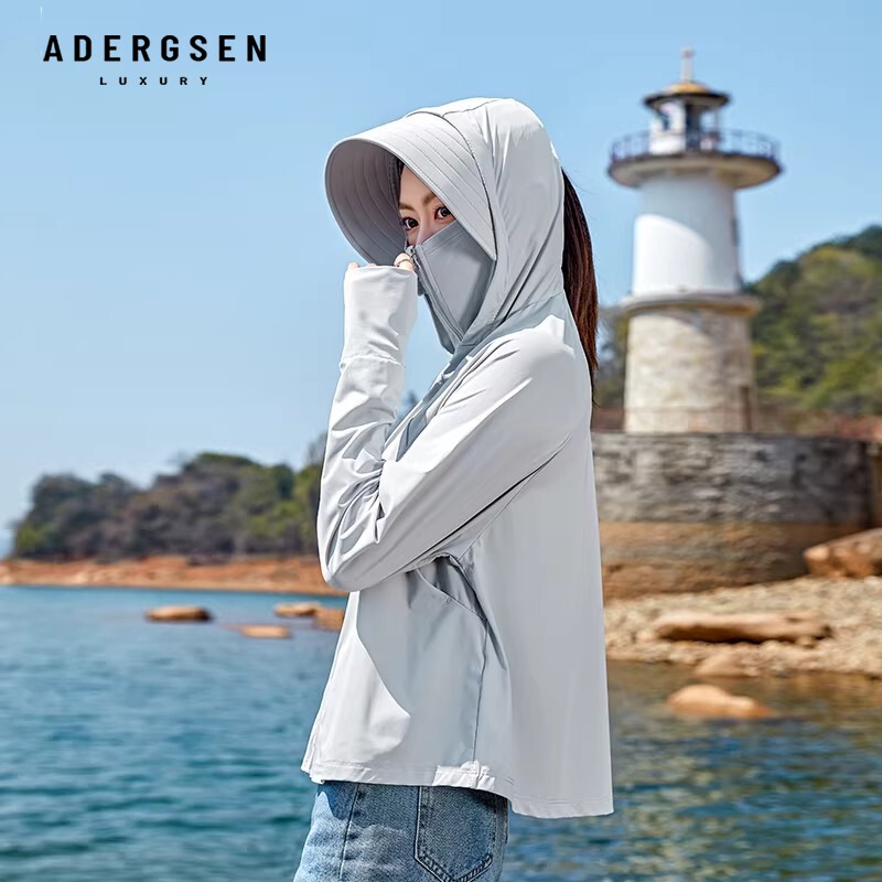 ADERGSEN斗篷型防晒衣女薄款春季连帽短外套防紫外线凉感防晒服
