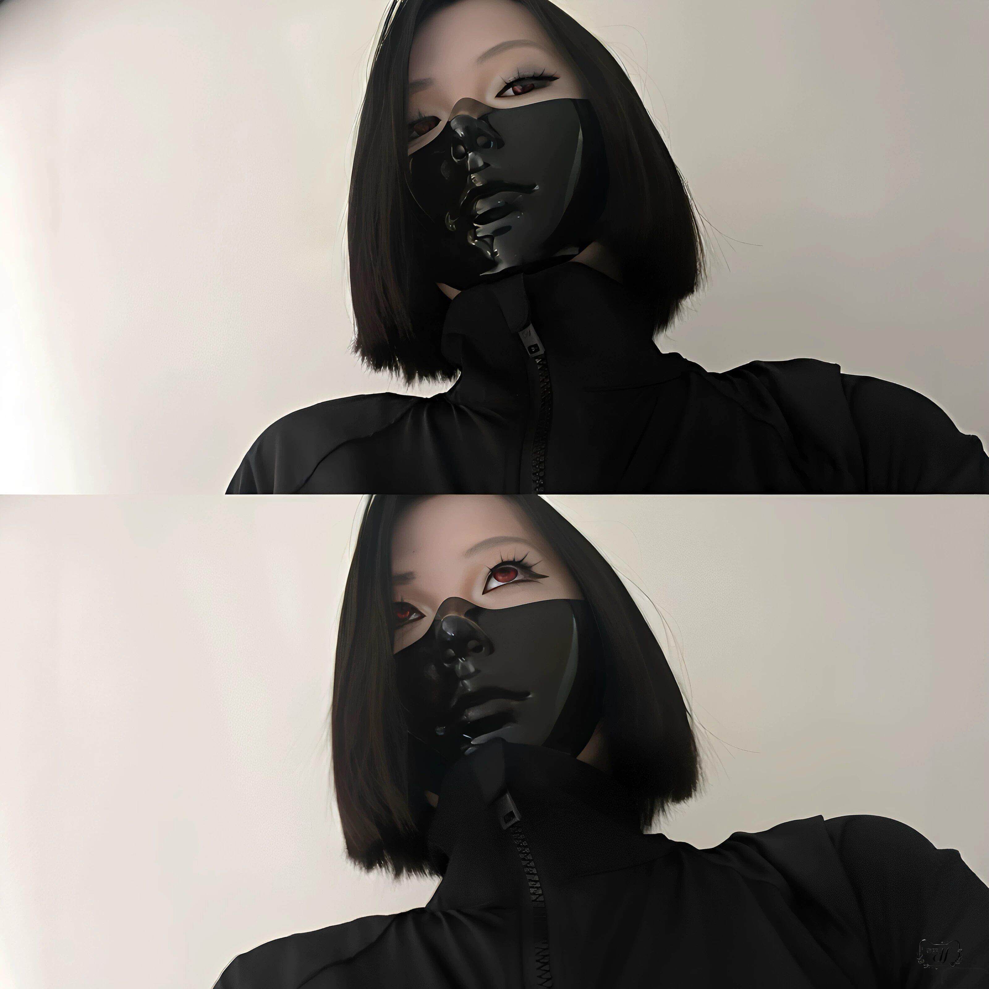 覆面系面具半脸黑色机械