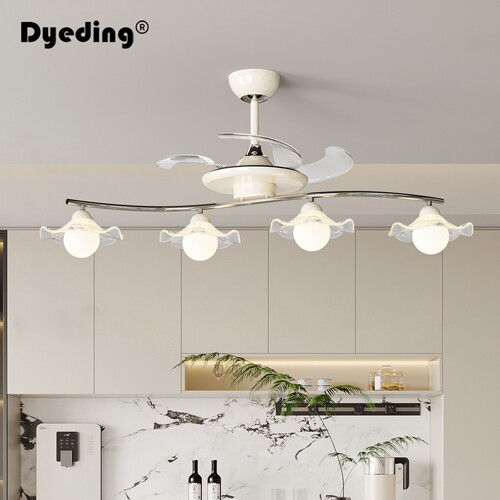 餐厅隐形风扇吊灯2025新款法式奶