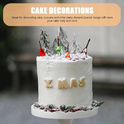 24pcs Guitar Shaped Cake Toppers Musical Instrument Picks