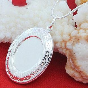 jewelry Necklace Round Photo Pend Silver Locket Chain