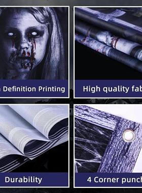 2 Pack Halloween Ghost Curtain Decorations - Female Ghost Wi