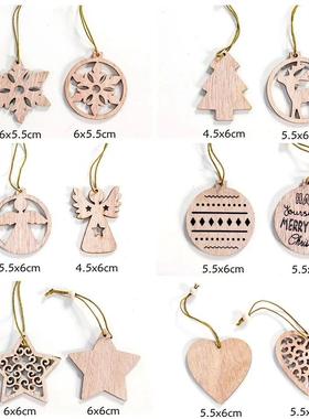 12PCS Christmas Wooden Pendants No Box Hallow Star/Angel