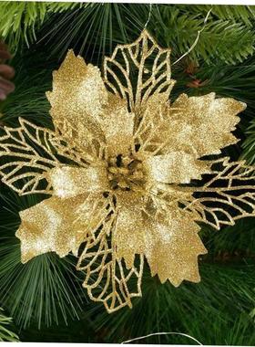 5pcs 9-16cm Glitter Artifical Christmas Flowers Christmas re