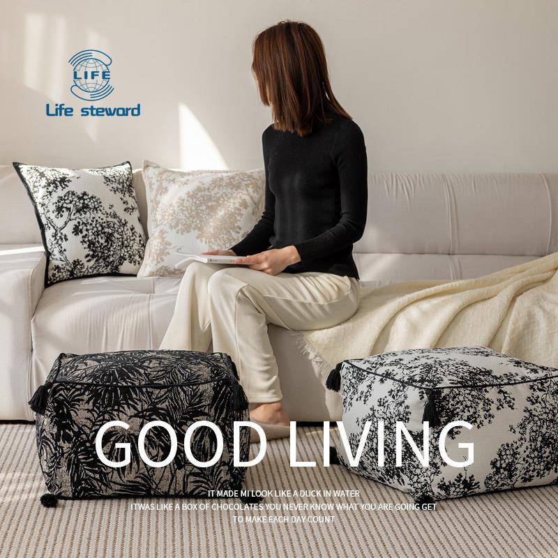 法式黑白坐墩中式矮凳蒲团懒人沙发坐垫 Sitting PuTuan Cushion