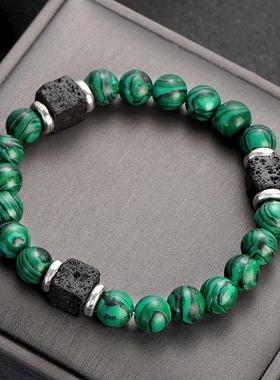 Classic Malachite Bracelets Men Jewelry Healing Lava Beads B