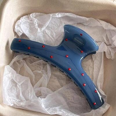 2Pcs/set Vintage Blue Polka Dot Red Bow Hair Clip Shark Claw