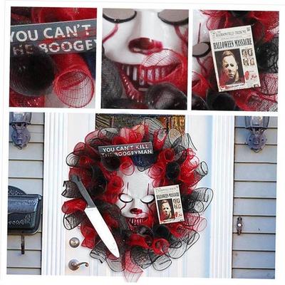 Halloween Ghost Festival Mask Flower wreath ornament万圣挂饰