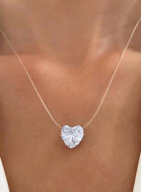 Transparent fishline necklace love collarbone chain
