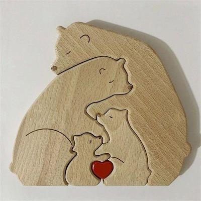 A14M Personalized Bear Family Names Puzzle, Custom Wooden