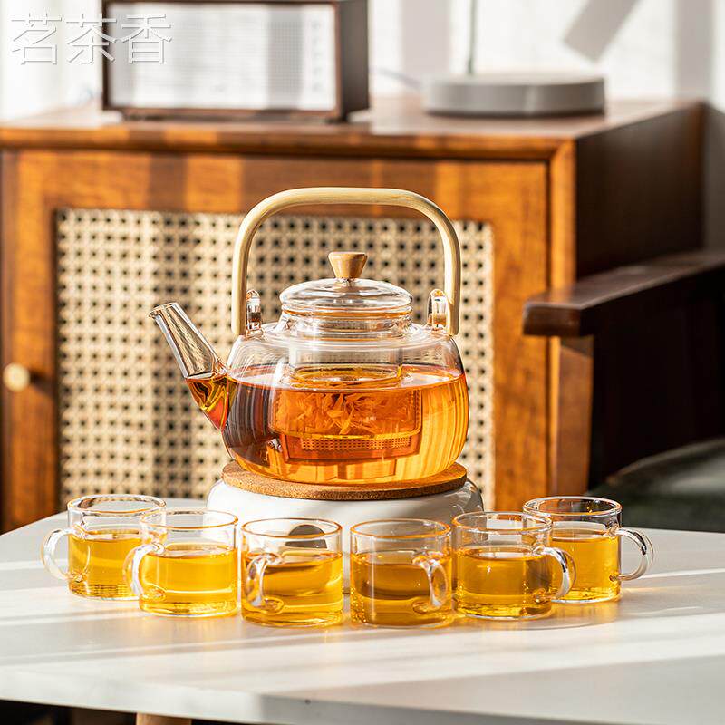 水果茶壶茶杯耐热玻璃花茶壶蜡烛加热底座烛台下午茶茶具套装轻奢