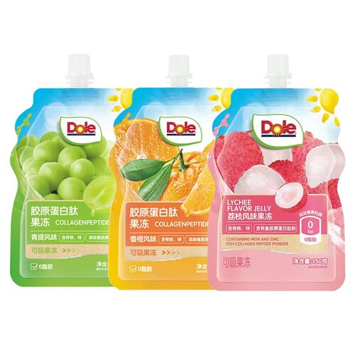 Dole都乐吸吸果冻青提香橙荔枝果粒风味可吸小包装150g休闲小零食