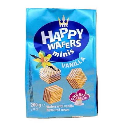 波兰进口FLIS香草味奶油迷你威化饼榛子夹心200g休闲办公室零食