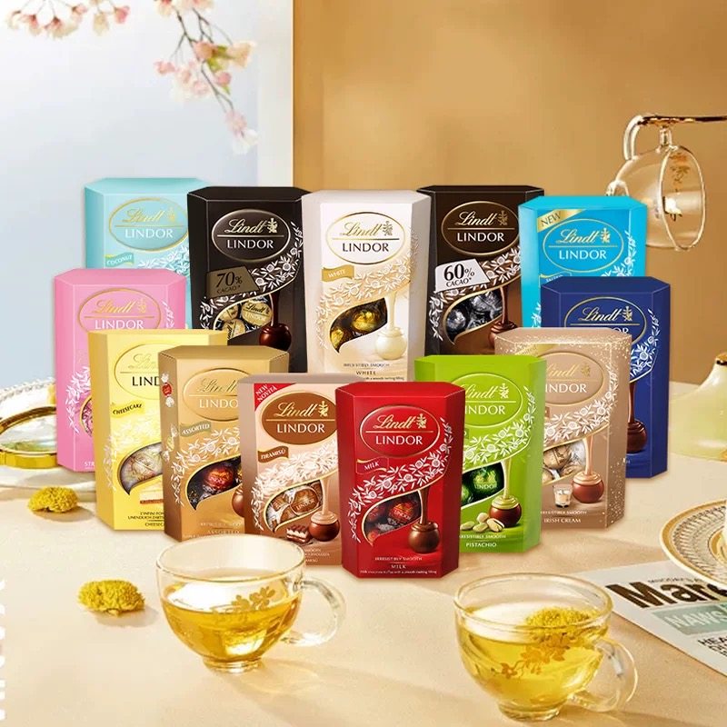 瑞士进口Lindt LINDOR瑞士莲牛奶黑巧克力软心球送礼精选休闲零食