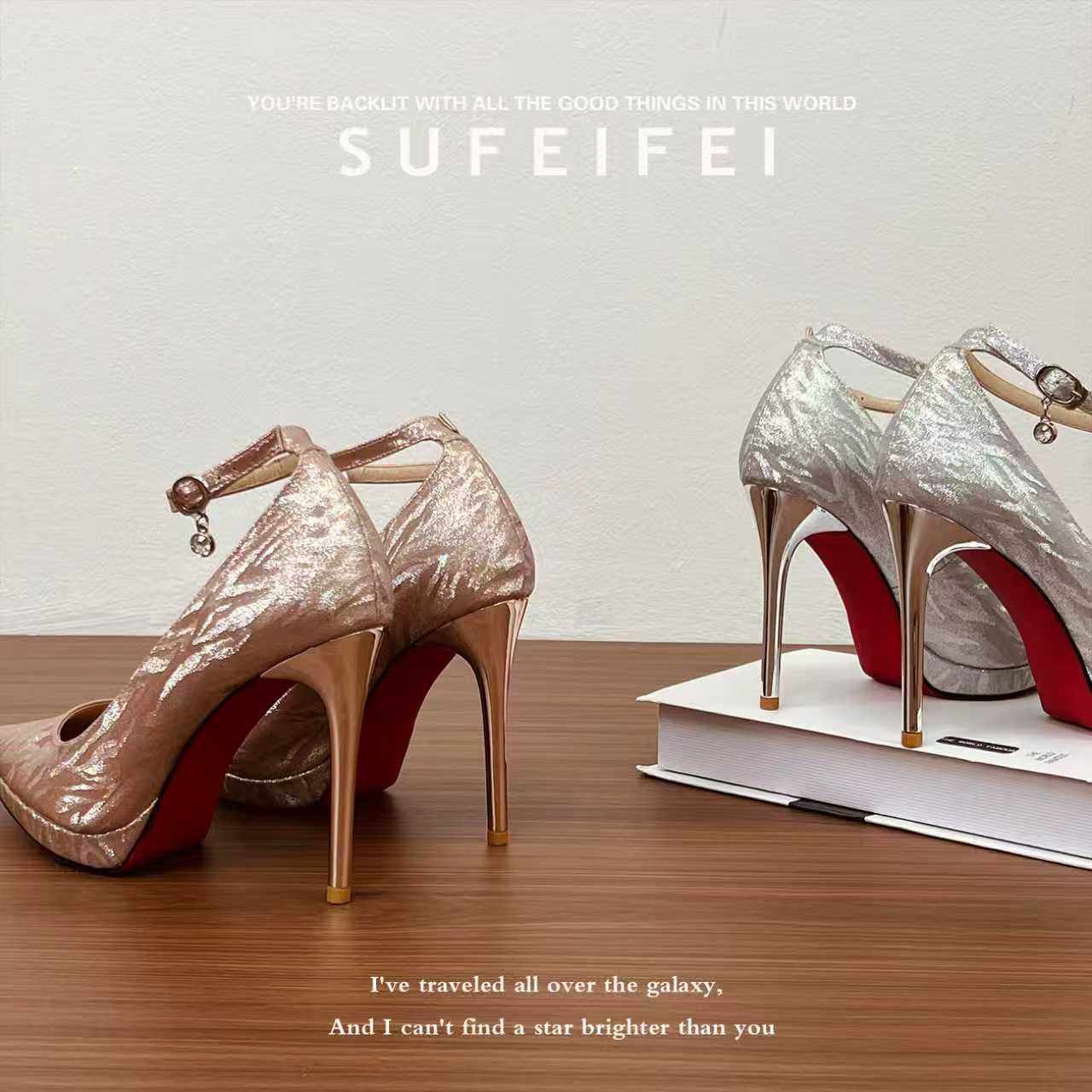 【防水台11cm】苏妃妃红底鞋不累脚日常可穿超高跟鞋女细跟婚鞋