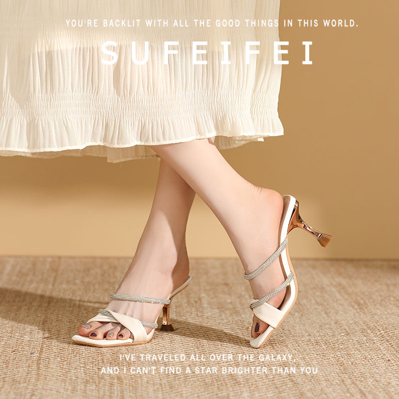 苏妃妃水钻凉鞋女高跟2026新款夏天季时尚仙女风细跟外穿拖鞋女