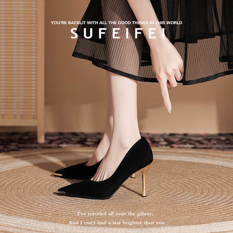 牛皮版~苏妃妃2026年春新款气质百搭高跟鞋女细跟尖头职业工作鞋