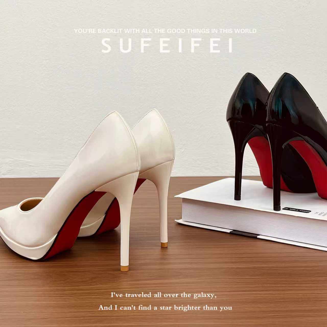 红色底鞋【防水台跟高11cm】苏妃妃性感超高跟不累脚细跟高跟鞋女