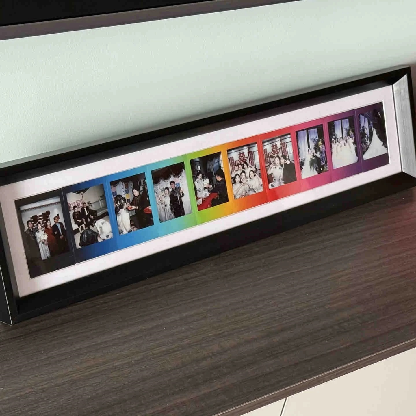 拍立得彩虹相纸相框展示相框挂墙摆台3寸5寸专用diy空框宽幅相框