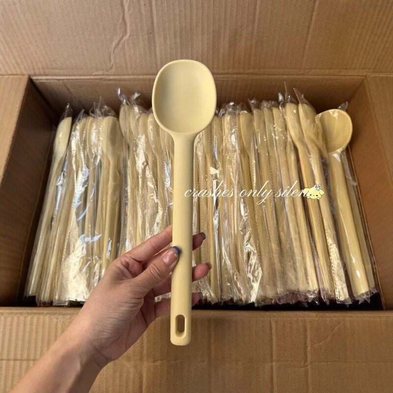 黄色食品级硅胶浅口汤勺火锅勺辅食勺锅铲炒菜铲子不粘锅专用新款