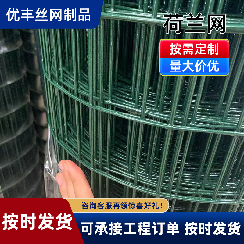 跨境电商专供浸塑钢丝荷兰网金属防护围栏果园圈地绿色养殖铁丝网