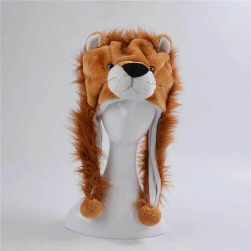 Wolf Dog Lion Monkey Panda Raccoon Plush Hat Cartoon Animal