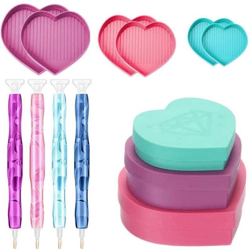5D Diamond Painting Tool Heart-Shaped Drill Diamond Tray Box