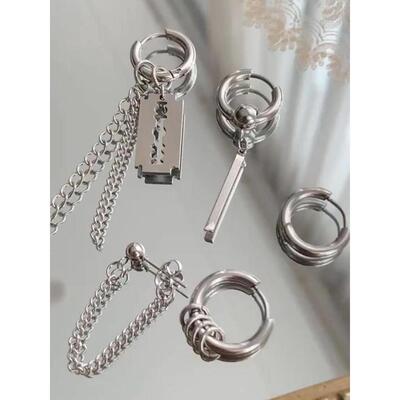 Men's women's earrings single hiphop ear studs tide