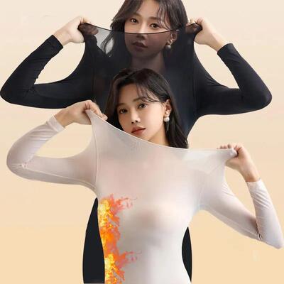 2 Pieces Seamless Thermal Underwear Set Women Long Sleeve Bo