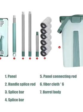 Flat Squeeze Mop with Bucket Hand Free Wringing Floor Cleani