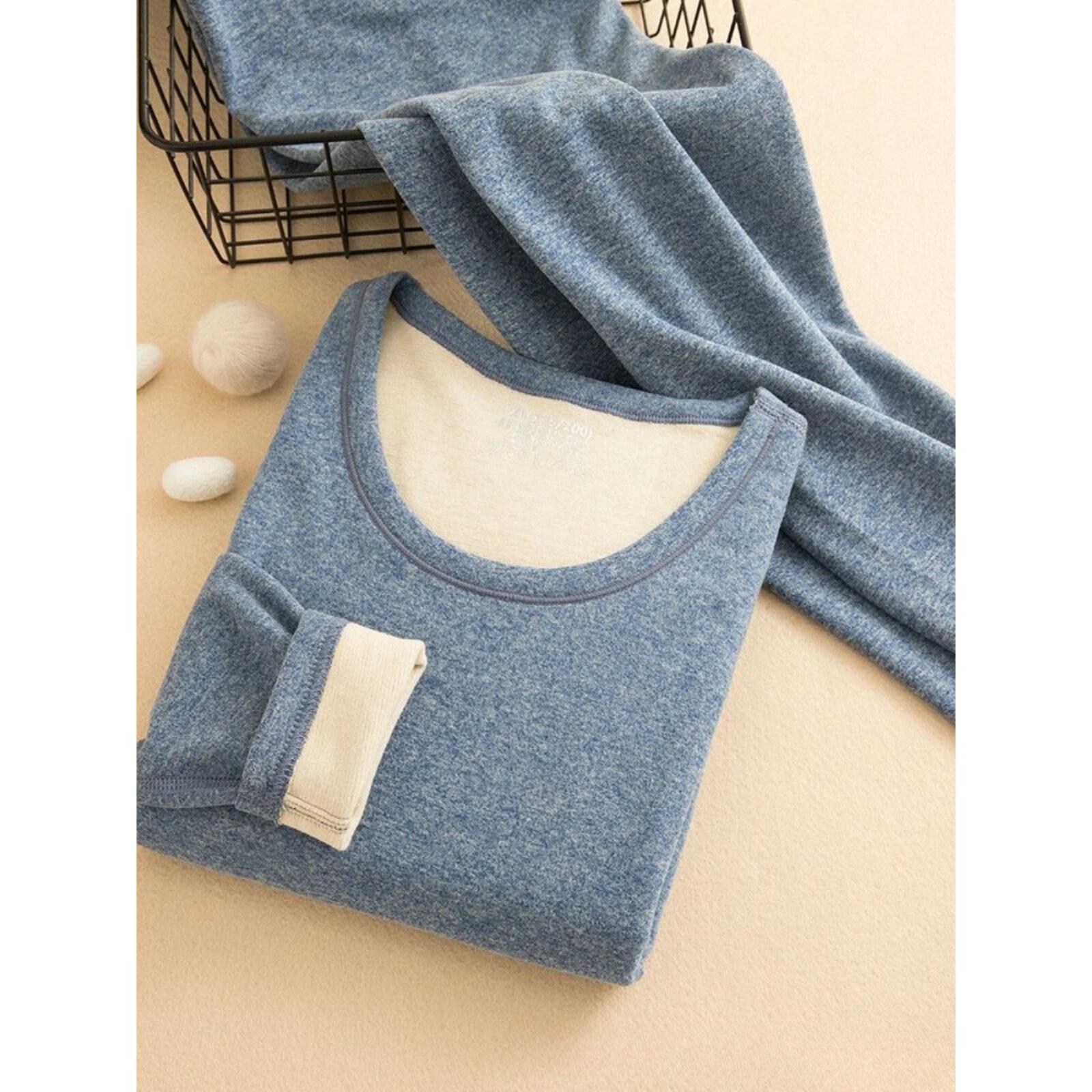 Wool Silk Thermal Underwear Set Double-sided Cashmere Long J