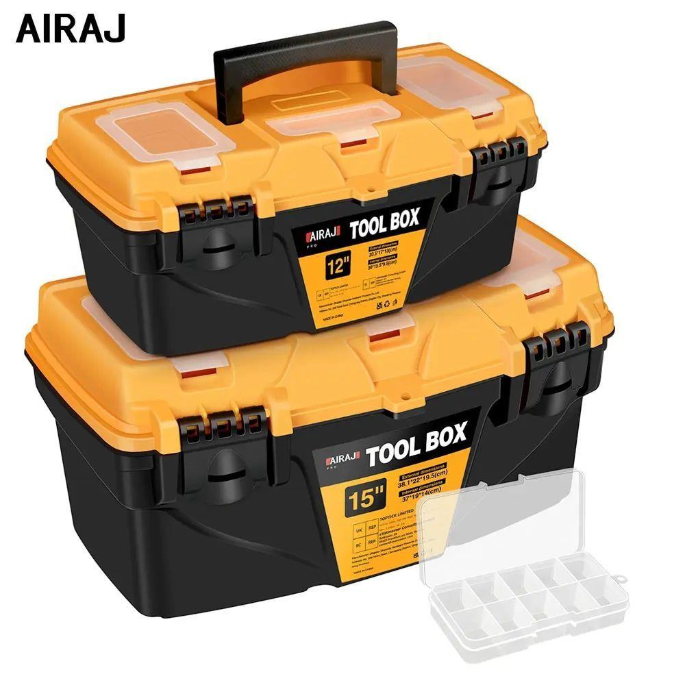 AIRAJ 13/15 Inch Hardware Toolbox, Plastic Thick Combination
