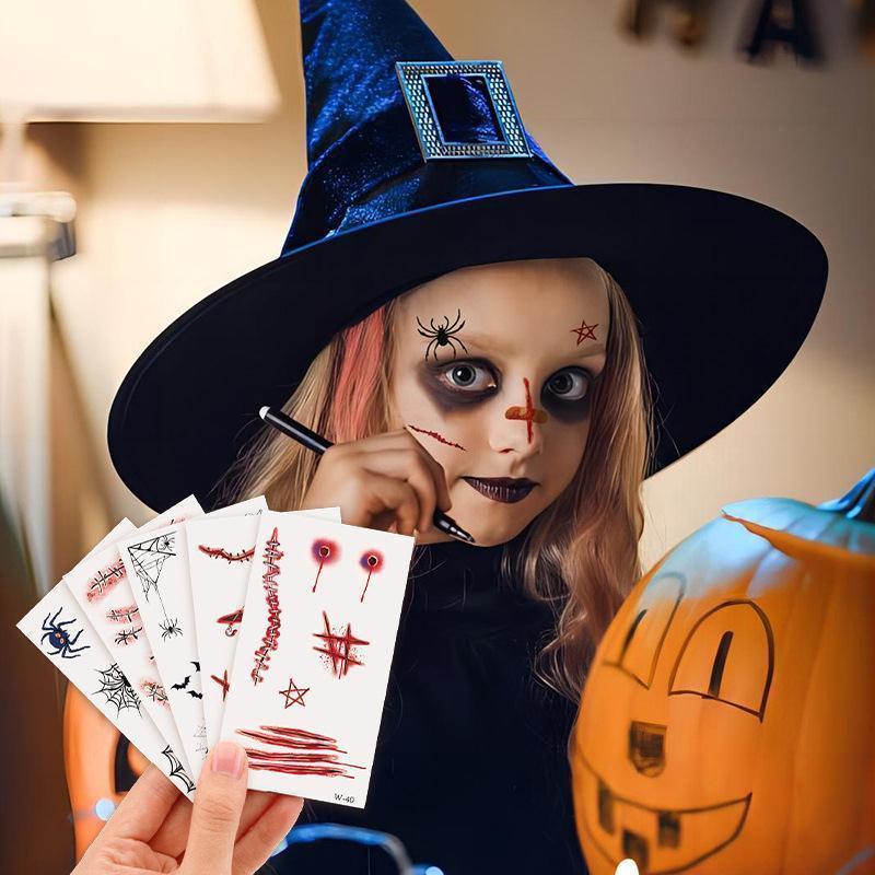 Halloween Tattoo Wound Scar Stickers万圣节纹身贴化妆容脸贴