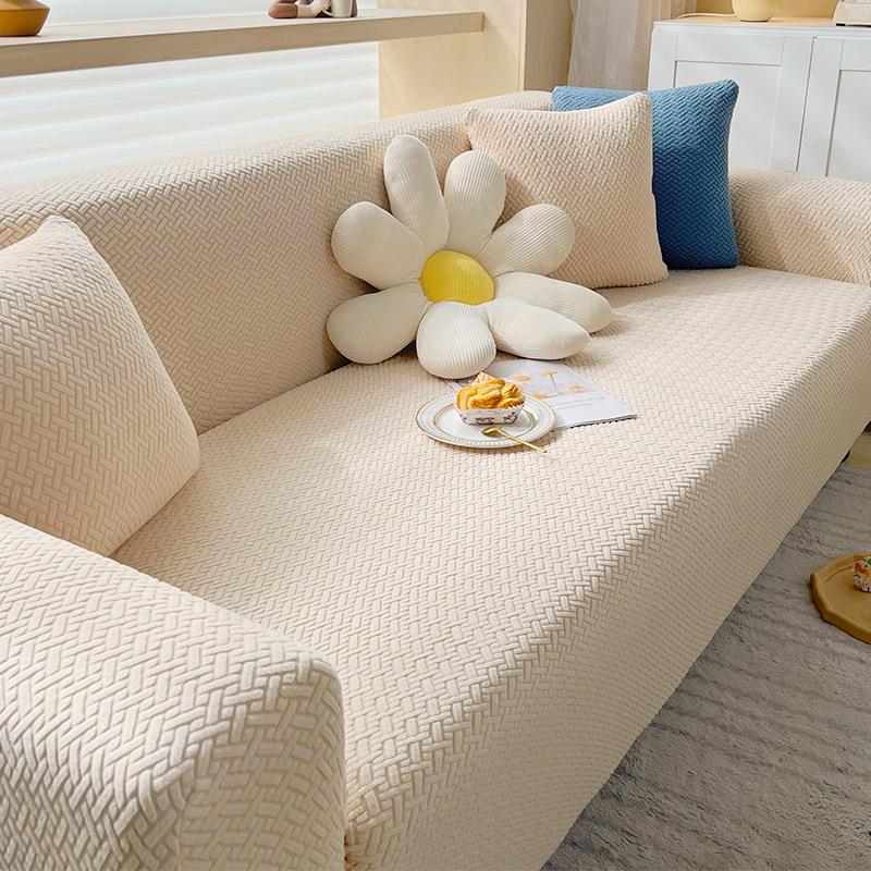 Waterproof Jacquard Sofa Covers Thick Elastic Corner Solid C
