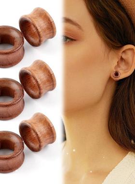 Alisouy1pairSandalwoodWoodDoubleFlaredHollowEar