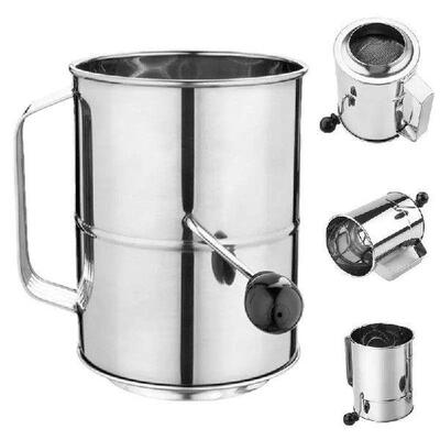 Flour Sifter Stainless Steel Sifter Hand Crank Cup Sifter