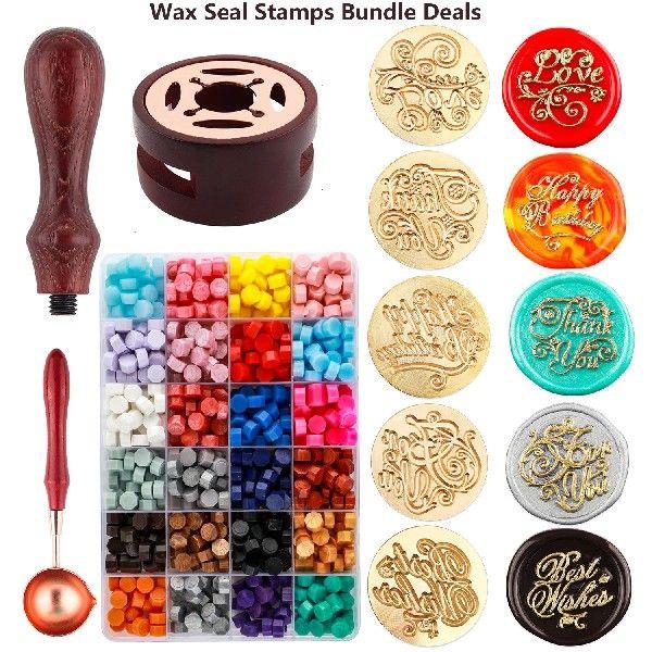 Bundle Deals Wax Seal Stamp Set Lacquered Stamp Sealing Wax