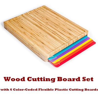 Bamboo Cutting Board Set Wood Wooden Chopping Kitchen