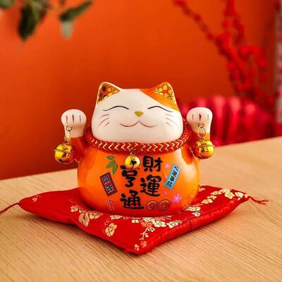 Room Accessories Ceramic Maneki Neko Piggy Bank Japanese Luc