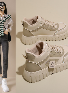 2025秋季新款ins韩版高帮小白鞋女厚底百搭休闲运动板鞋潮KT12261