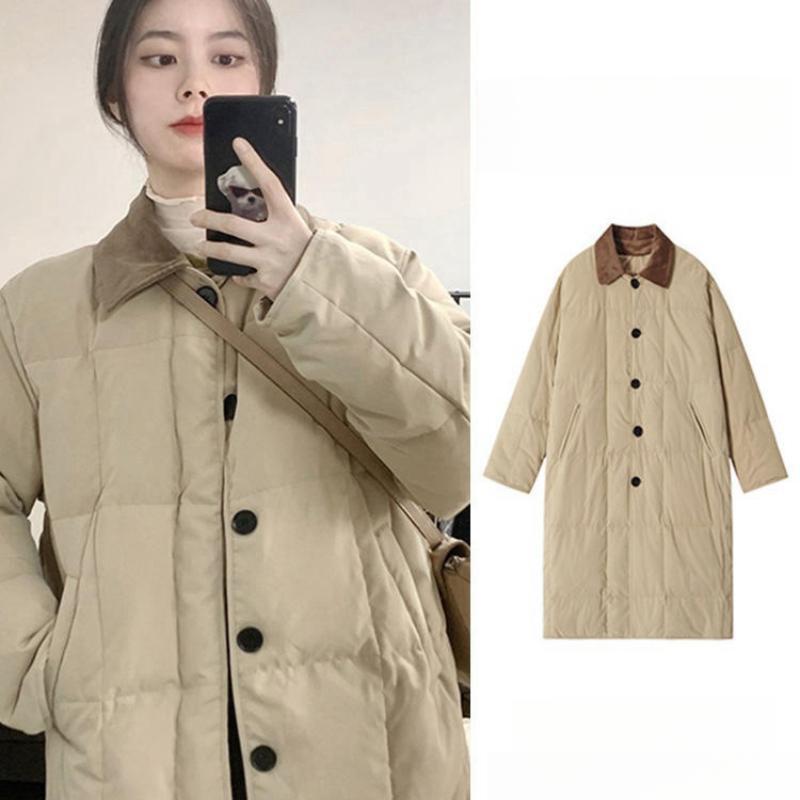 女冬过膝中长款加厚羽绒