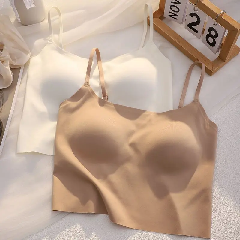 隐形粉底液肌底美背内衣女夏季薄款内搭外穿无痕打底百搭吊带背心