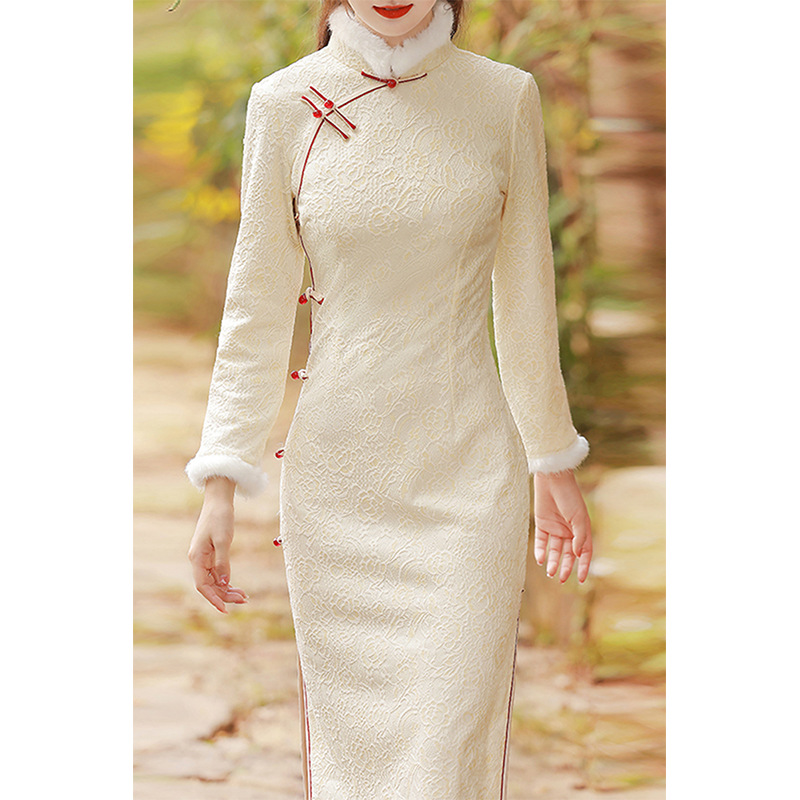 国风改良旗袍2025年新款加绒长袖年轻款少女日常秋冬款高端连衣裙