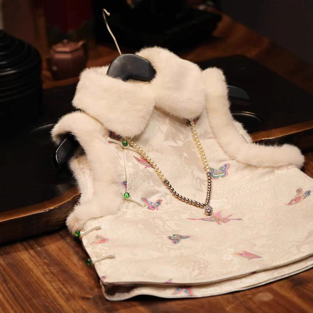 新中式旗袍马甲女秋冬唐装女装中国风外搭改良过年新年拜年服冬款