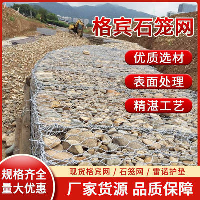格宾网石笼网镀锌铅丝网防洪防汛河道堤护坡绿滨垫雷诺护垫固滨笼