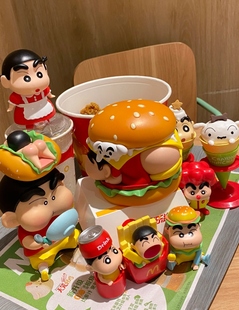 蜡笔小新大汉堡千层汉堡动漫周边桌面摆件创意手办卡通玩具公仔