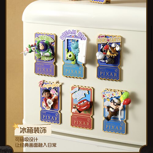 现货名创优品迪士尼皮克斯40周年票影拾光系列手办盲盒摆件冰箱贴