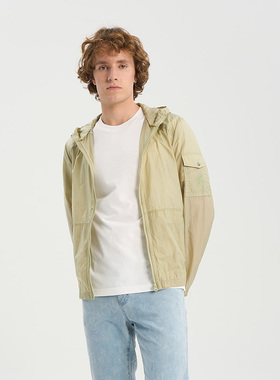 RARE威雅男装春夏轻薄透气浅绿色夹克 男士连帽休闲外套